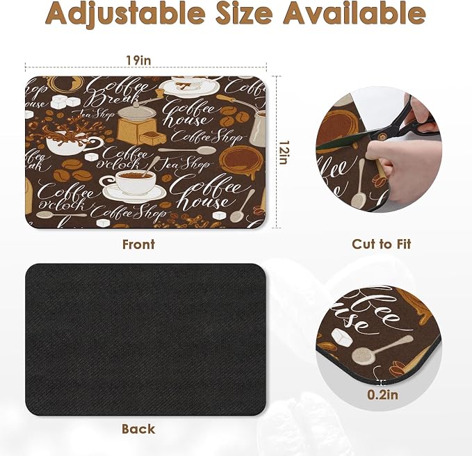 Arttown Coffee Mat for Countertops, Tea Retro Vintage Cafe Brown Dish Drying - Image 4