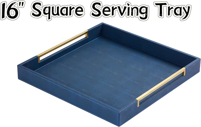 16x16 Inch Navy Blue Square Decorative Tray - Image 2