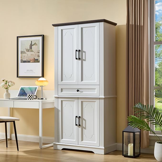 71" White Tall Pantry Cabinet - Image 7