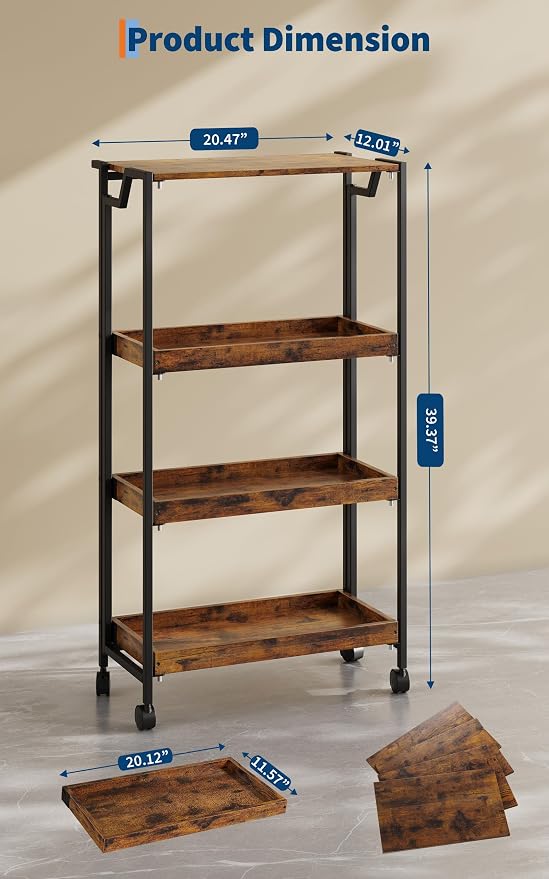 Jojoka No Assembly Folding Kitchen Cart - Image 9