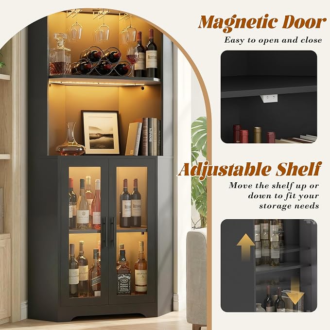 65" Tall Corner Wine Cabinet - Image 3