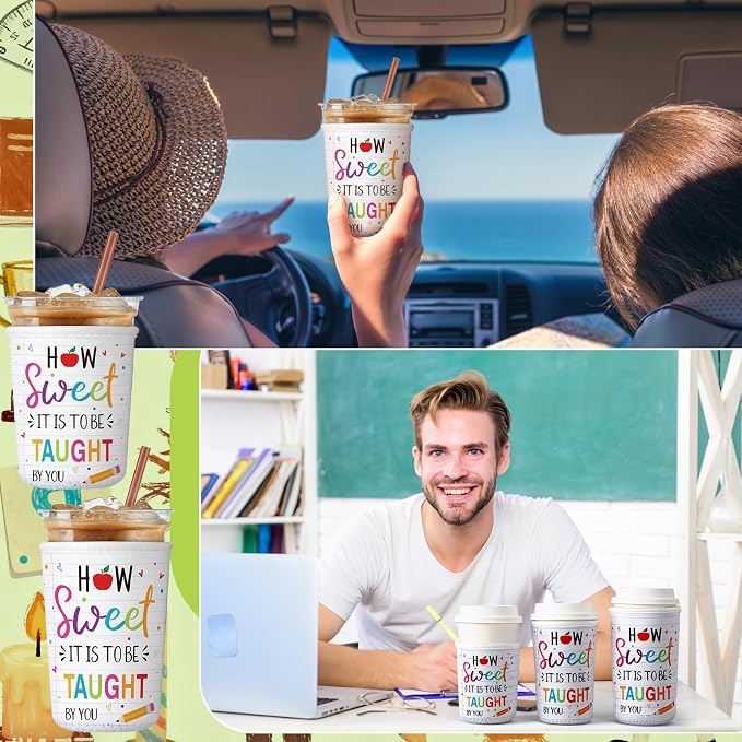 FoldTier 3 Pcs Teacher Appreciation Gifts Teachers Cup Sleeves Iced Coffee - Image 6