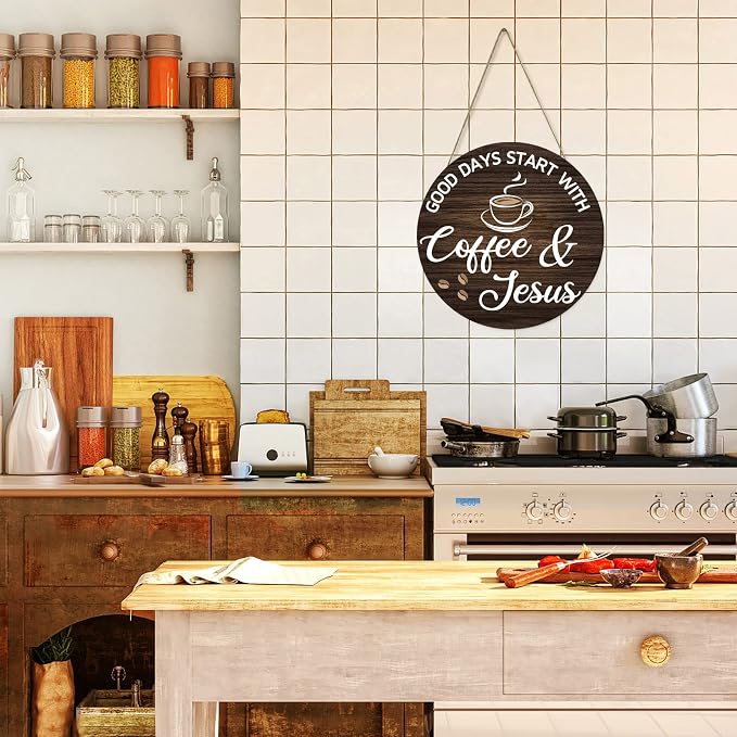 HMASYO Wood Coffee Signs, Good Days Start - Image 5