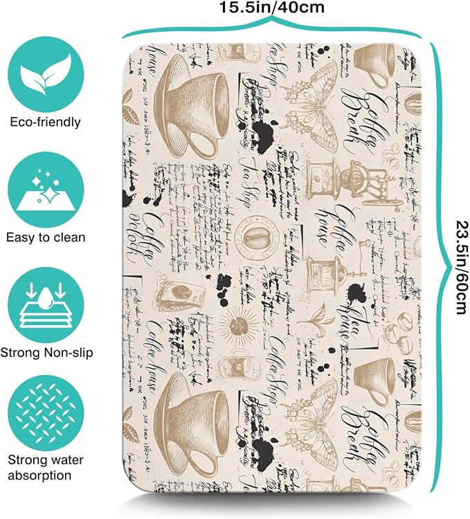 Coffee Bar Mat Accessories for Countertop Absorbent Hide Stain Rubber Backed - Image 5