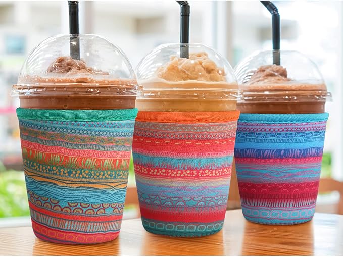 Patelai 4 Pack Reusable Iced Coffee Insulator Sleeve, Neoprene Coffee Cup Holder - Image 5