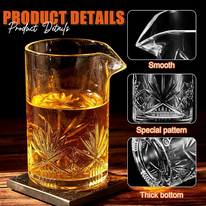 Dandat 4 Pcs 24 oz Cocktail Mixing Glass Crystal Stirring Glass - Image 3