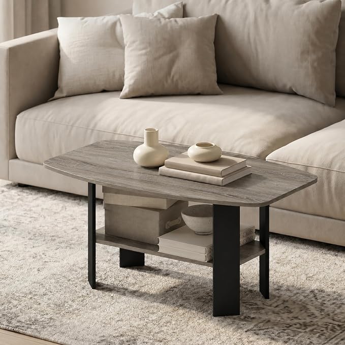 Furinno Simple Coffee Table, 2-Tier Small Coffee Table wih Open Shelf, Side by Furinno-FitsYourSpaceFitsYourBudget