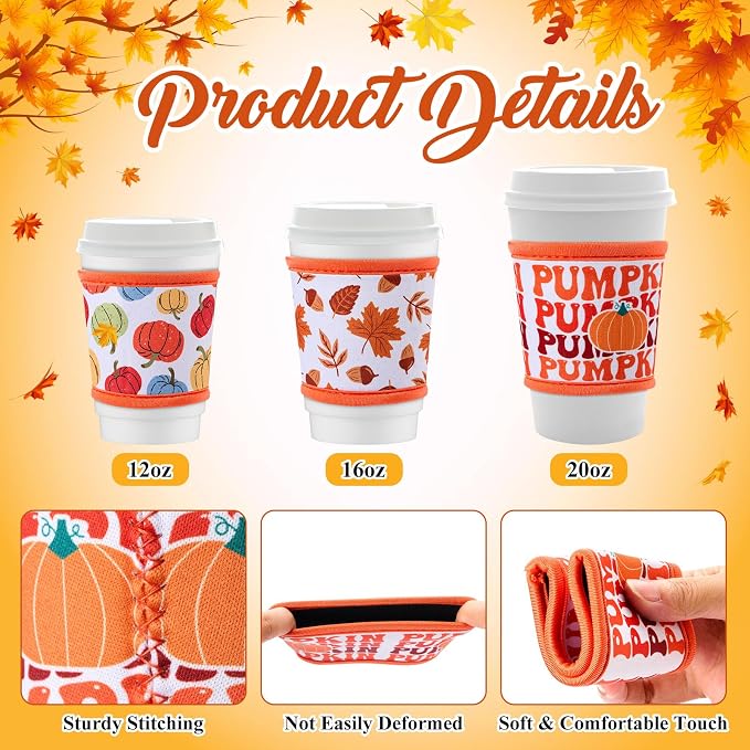 Potchen 16 Pack Reusable Iced Coffee Cup Sleeves Neoprene Insulated Drink Cup - Image 3