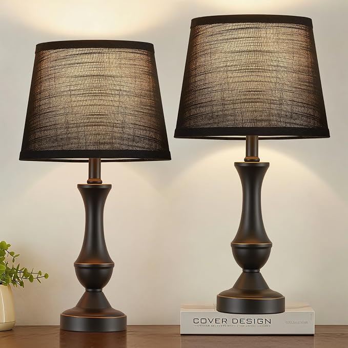 Luvkczc Table Lamp Set of 2, Linen Shade Desk Lamps - Image 2