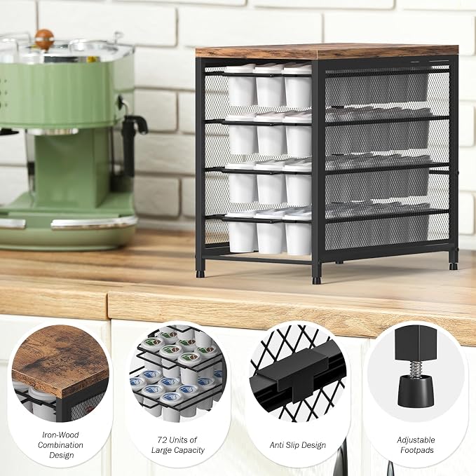 Coffee Pod Drawer for K Cups, 72 K-Cup Capacity Storage Organizer, 4-Tier - Image 4