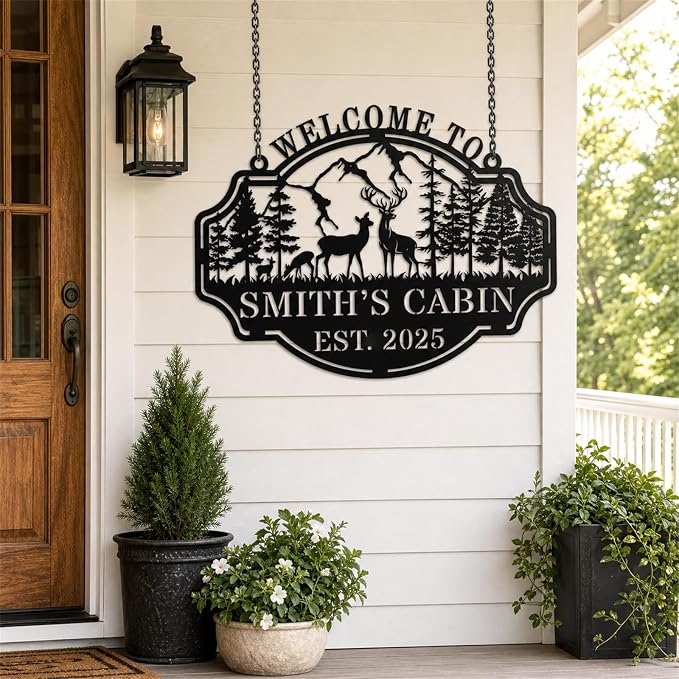 Personalized Deer Hunting Metal Cabin Sign, Custom Outdoor Hunting Decor - Image 4