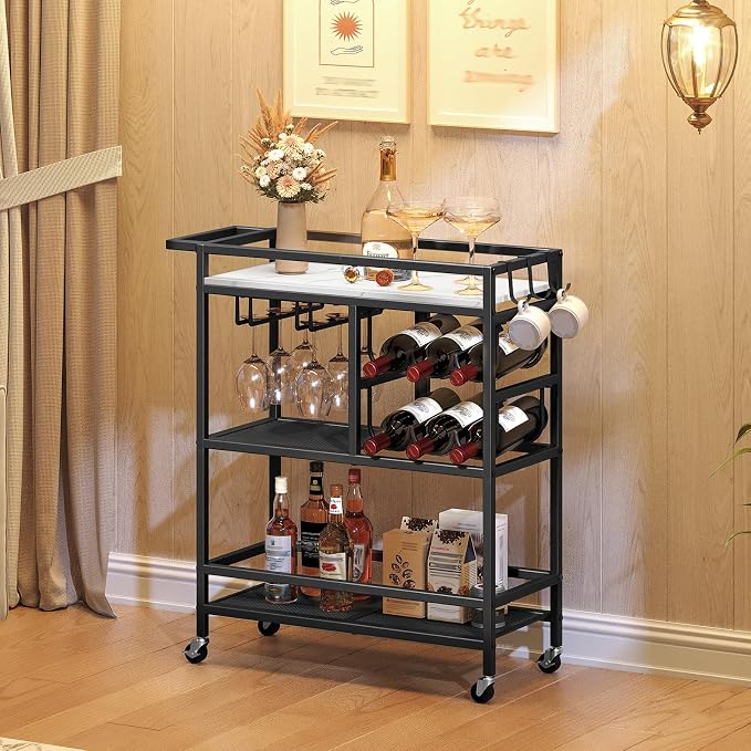 MAHANCRIS Bar Cart for Home, 3-Tier Serving Cart - Image 5