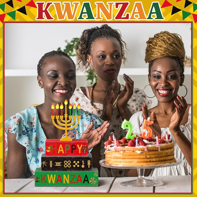 Geelin 4 Pcs Kwanzaa Wooden Table Centerpiece Set Wooden African Heritage - Image 3