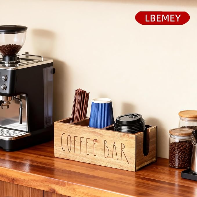 Acacia Wood Station Organizer, Coffee Station Organizer - Image 7