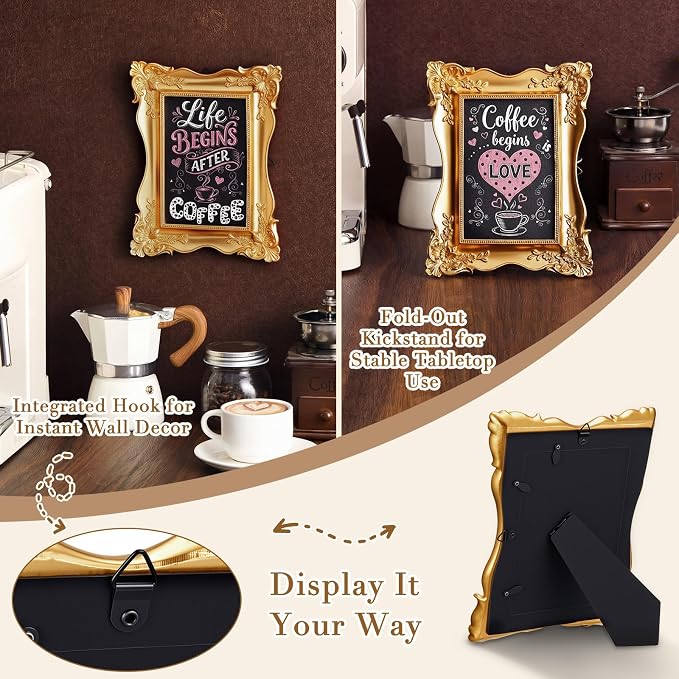1 Pack Framed Tabletop Chalkboard Sign, Rustic Frame, Hanging Chalkboard - Image 5