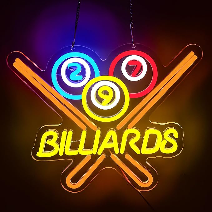 Billiards Neon Sign for Wall Decor Bright Led Neon Light for Business Sign by BlecodeNeonSign