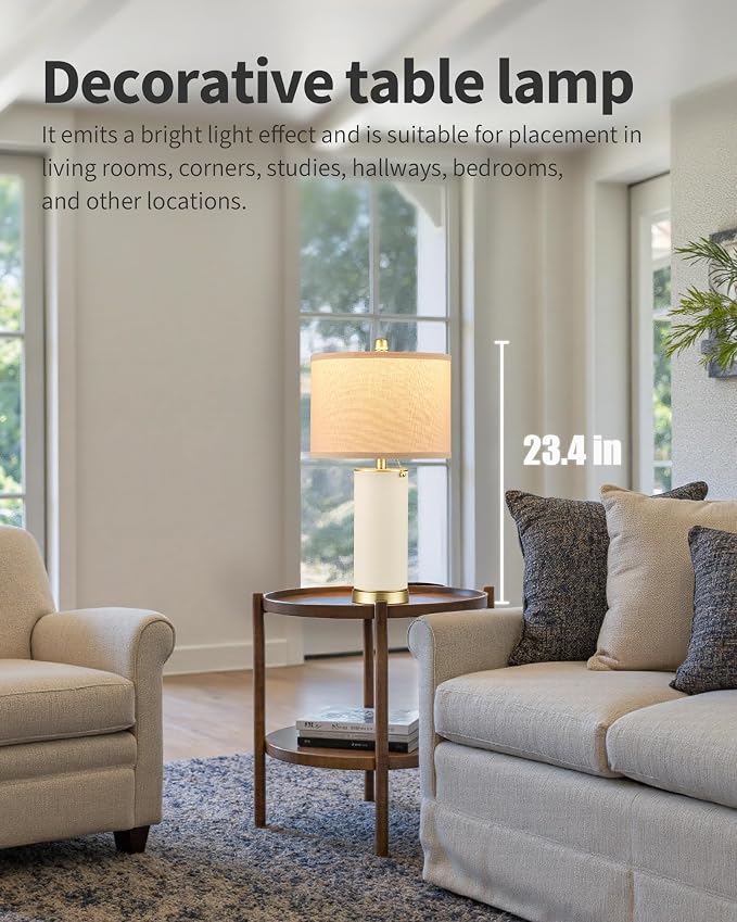 KDG 23.4" White PU Leather Table Lamps - Image 2