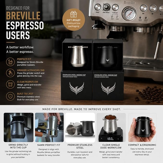 Stainless Steel 54 mm Coffee Bean Dosing Cup - Image 4