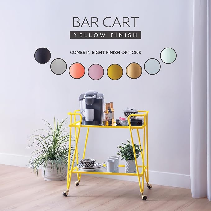 Linon Gina Yellow Mid Century Bar Cart - Image 16