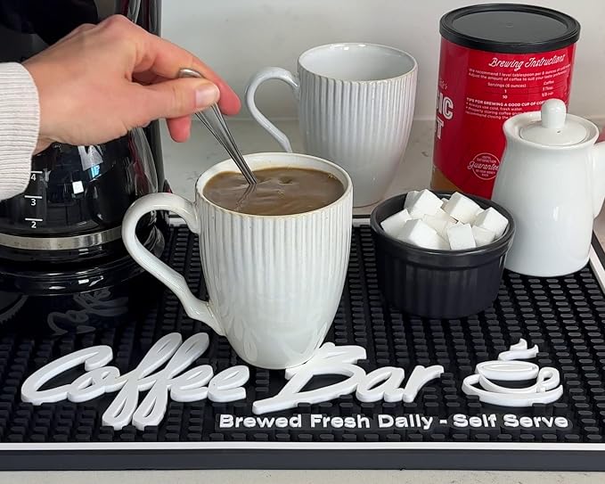 Brewed Fresh Daily Silicone Coffee Bar Mat 18x12 in, Self Serve Countertop - Image 6