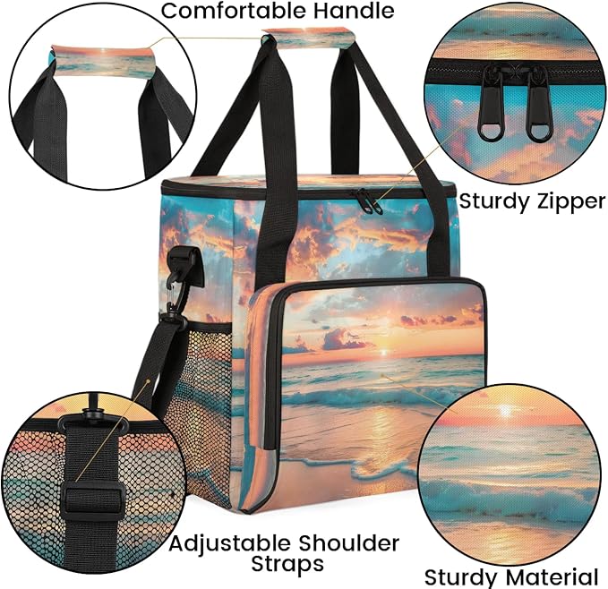 Ocean Beach Sunrise Sunset Coffee Maker Carring Bag, Large Insulated Storage - Image 6