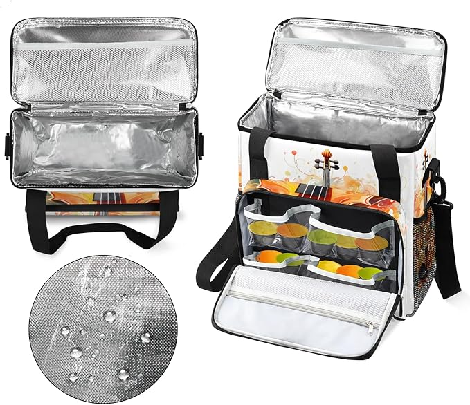 Violin Music Coffee Maker Carring Bag, Large Insulated Storage Organizer Case - Image 3