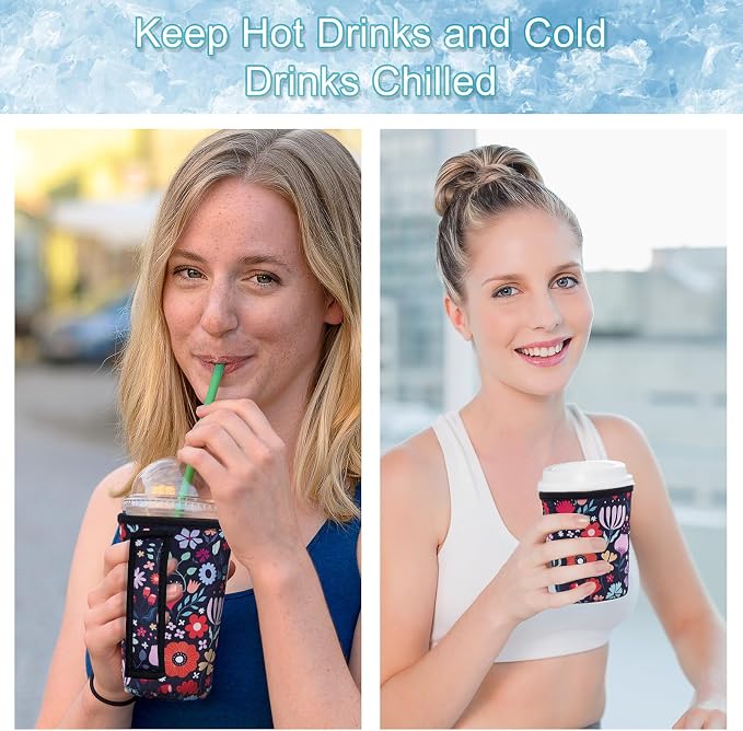 Reusable Coffee Sleeve, Neoprene Sleeve, Fits 16-32oz Hot/Cold Cup | iced - Image 7