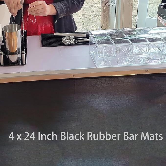 FUNSUEI 5 PCS 4 x 24 Inch Black Rubber Bar Mats, Rubber Bar Service Spill Mat - Image 7