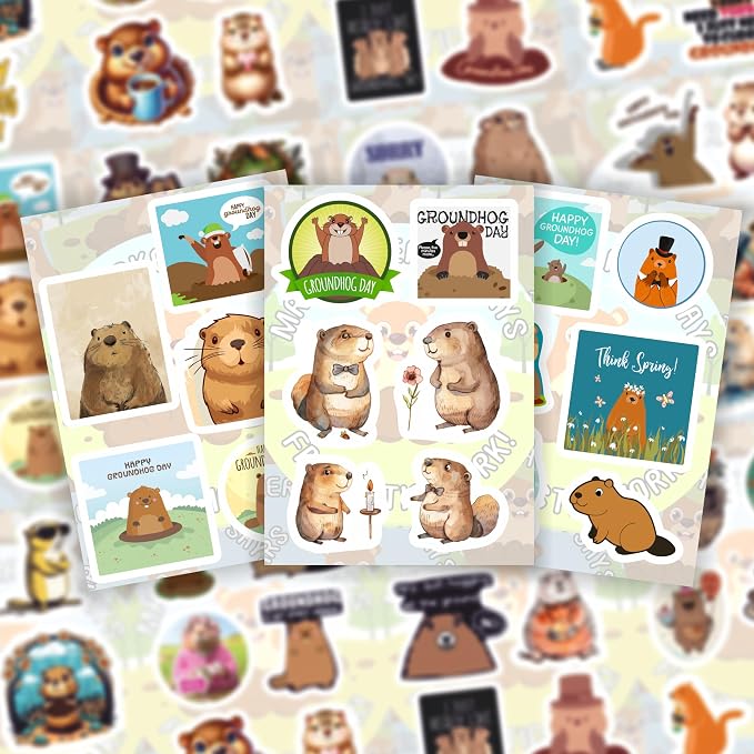 100Pcs Groundhog Stickers for Water Bottle and Laptop - Image 7
