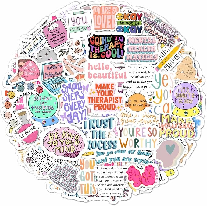 100Pcs Self Care Stickers for Water Bottle and Laptop by BulbaCraft