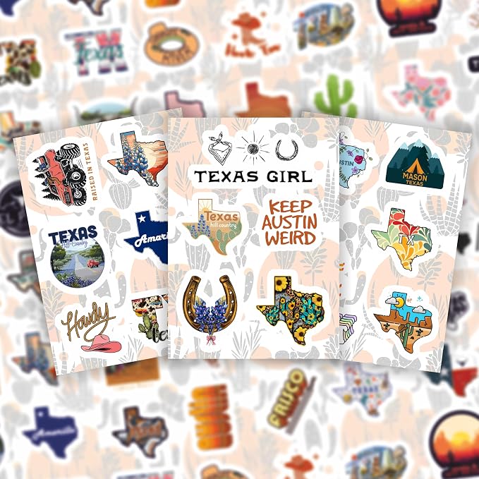 100Pcs Texas Stickers for Water Bottle and Laptop - Image 7