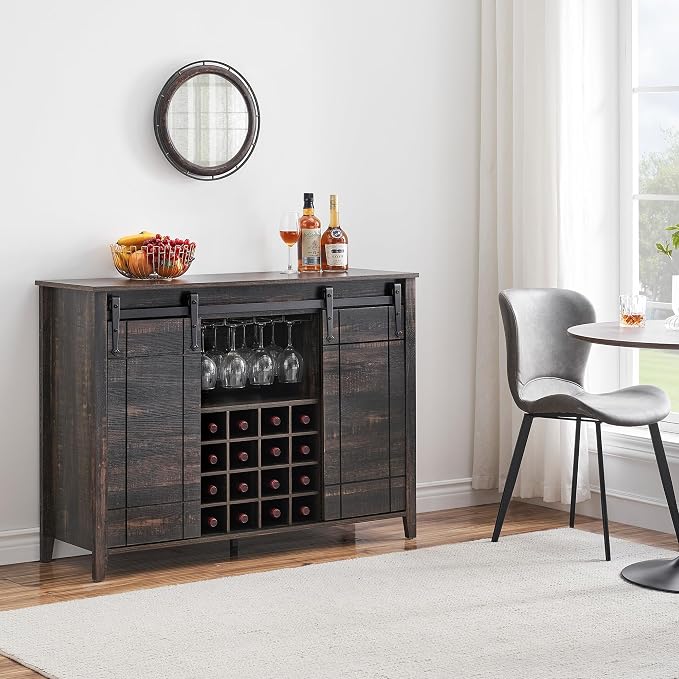 GarveeHome Bar Cabinet with Barn Doors, Farmhouse Style Wine Storage Unit with - Image 6