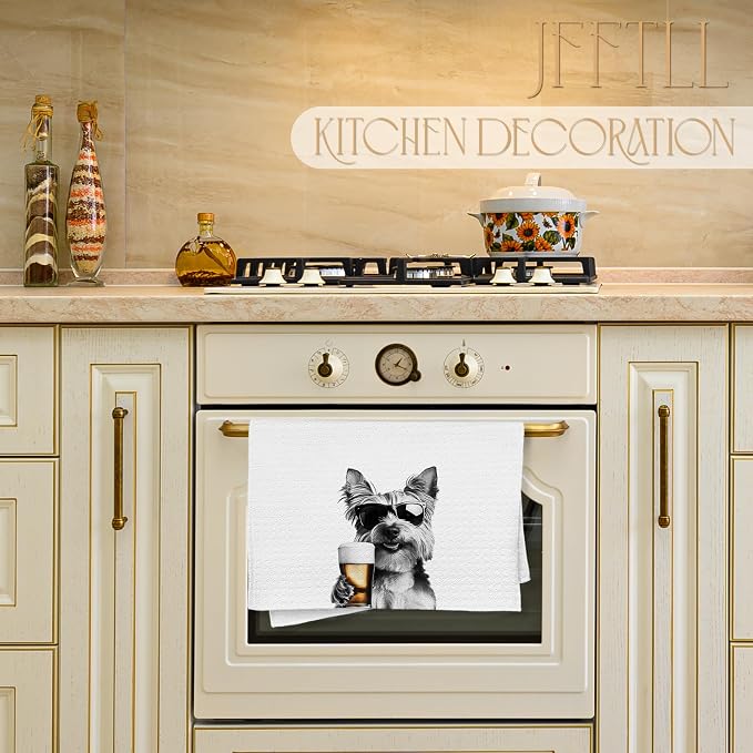Funny Yorkshire Terrier Beer Kitchen Towels, Yorkshire Terrier Gifts Dish Tea - Image 3
