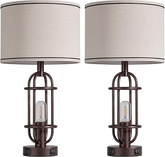 Reaketon Living Room Lamps Set of 2, 22.3" Farmhouse Table Lamp - Image 7