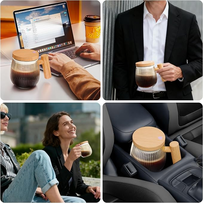 Mihoho Electric Self Stirring Coffee Mug 2Pcs Set, 400ml Mixing Mug, High Speed - Image 6