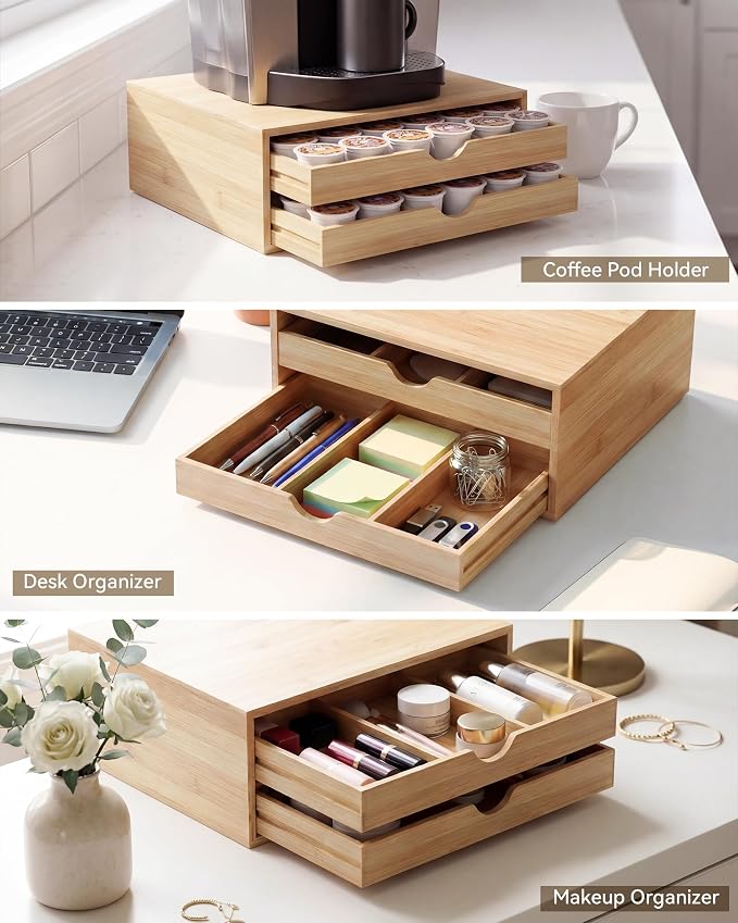 Bamboo Coffee Pod Drawer Organizer Compatible - Image 6