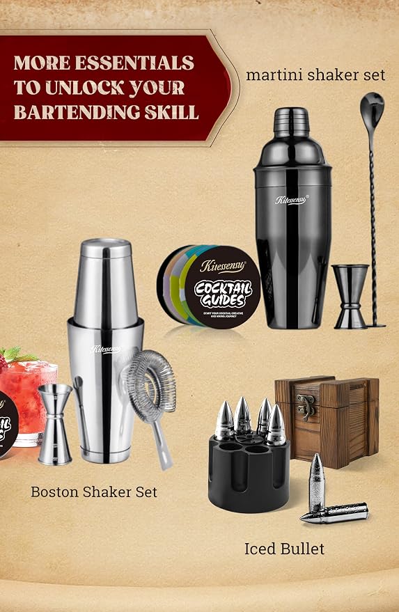 KITESSENSU Cocktail Shaker Set, Stainless Steel Martini Shaker Set - Image 6