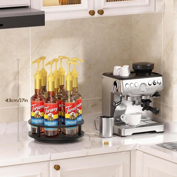 THYGIFTREE Rotating Coffee Syrup Organizer 7 Bottles Syrup Rack - Image 5