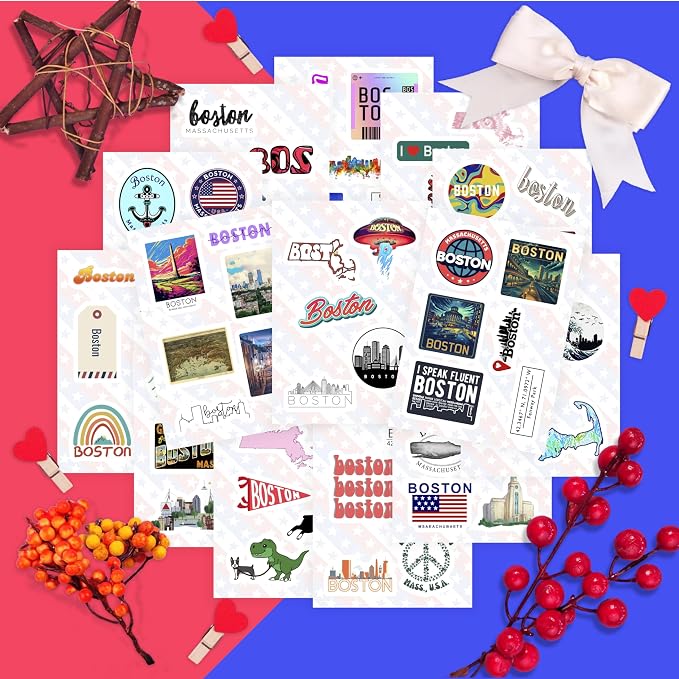 100Pcs Boston Sticker for Water Bottle and Laptop - Image 5