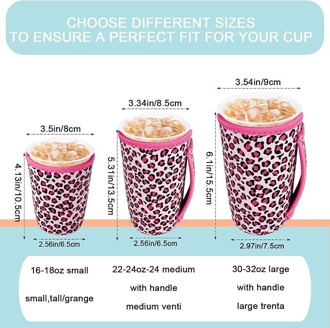 KJQJLY 3 Pack Reusable Iced Coffee Sleeves - Image 2