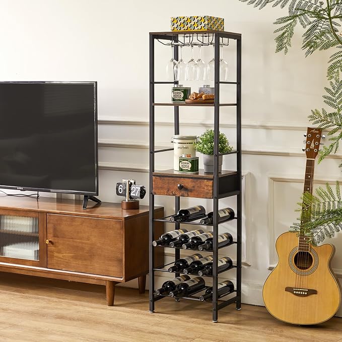 IBUYKE Wine Rack Freestanding Floor, Bar Cabinet - Image 2