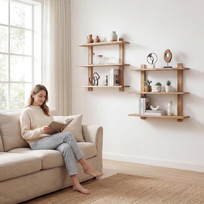 PHOENANCEE 3 Tier Floating Shelves, Long Wall Shelf, Over The Toilet Shelves - Image 7