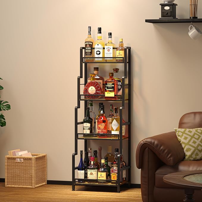 Hayexiha 4-Tier Stepped Freestanding Wine Rack, Large Capacity Liquor Cabinet - Image 7