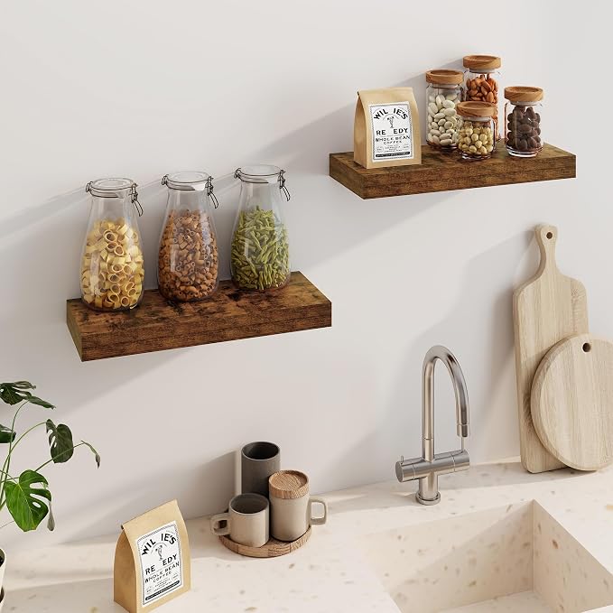 Fun Memories Floating Shelves for Wall, 20Inch Floating Shelves Set of 2 - Image 4