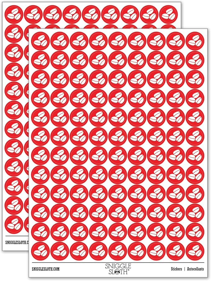 Coffee Beans Trio 200+ Round Stickers by Sniggle+Sloth