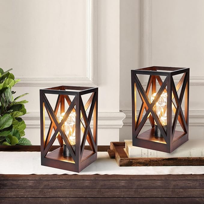 WINGBO 2 Pack Retro Battery Powered Table Lamps, Battery Operated Cordless Lamp - Image 2