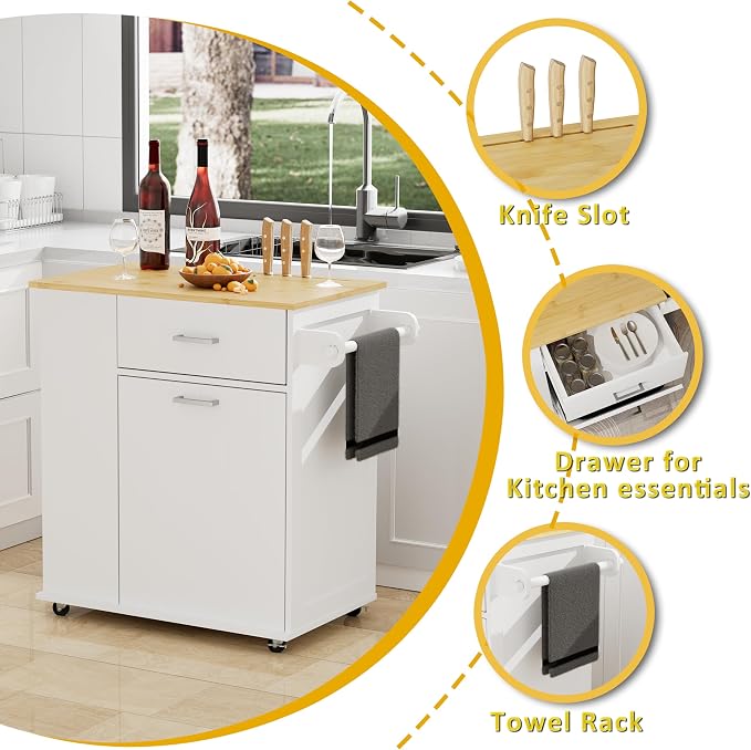 HQZX Rolling Kitchen Island - Image 4