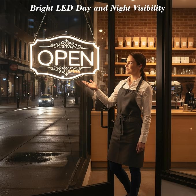 22" x 13" Open Sign for Business, LED Dimmable Neon Open Sign - Image 3