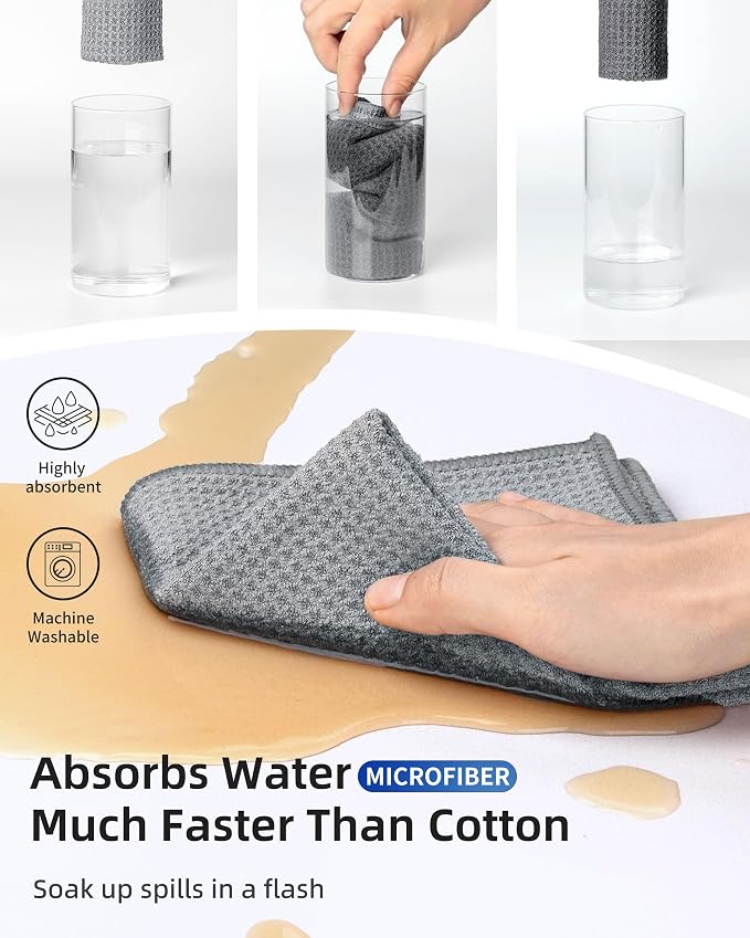 MR.SIGA Waffle Pattern Cleaning Cloths, Reusable Absorbent Microfiber Cleaning - Image 4