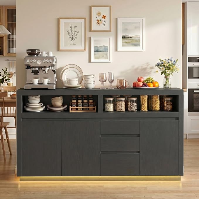 FOTOSOK 63" Sideboard Buffet Cabinet - Image 3